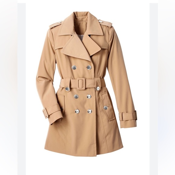 Calvin Klein Belted Double Breasted Trench Coat, Rain Coat in Natural, Large - Picture 3 of 15